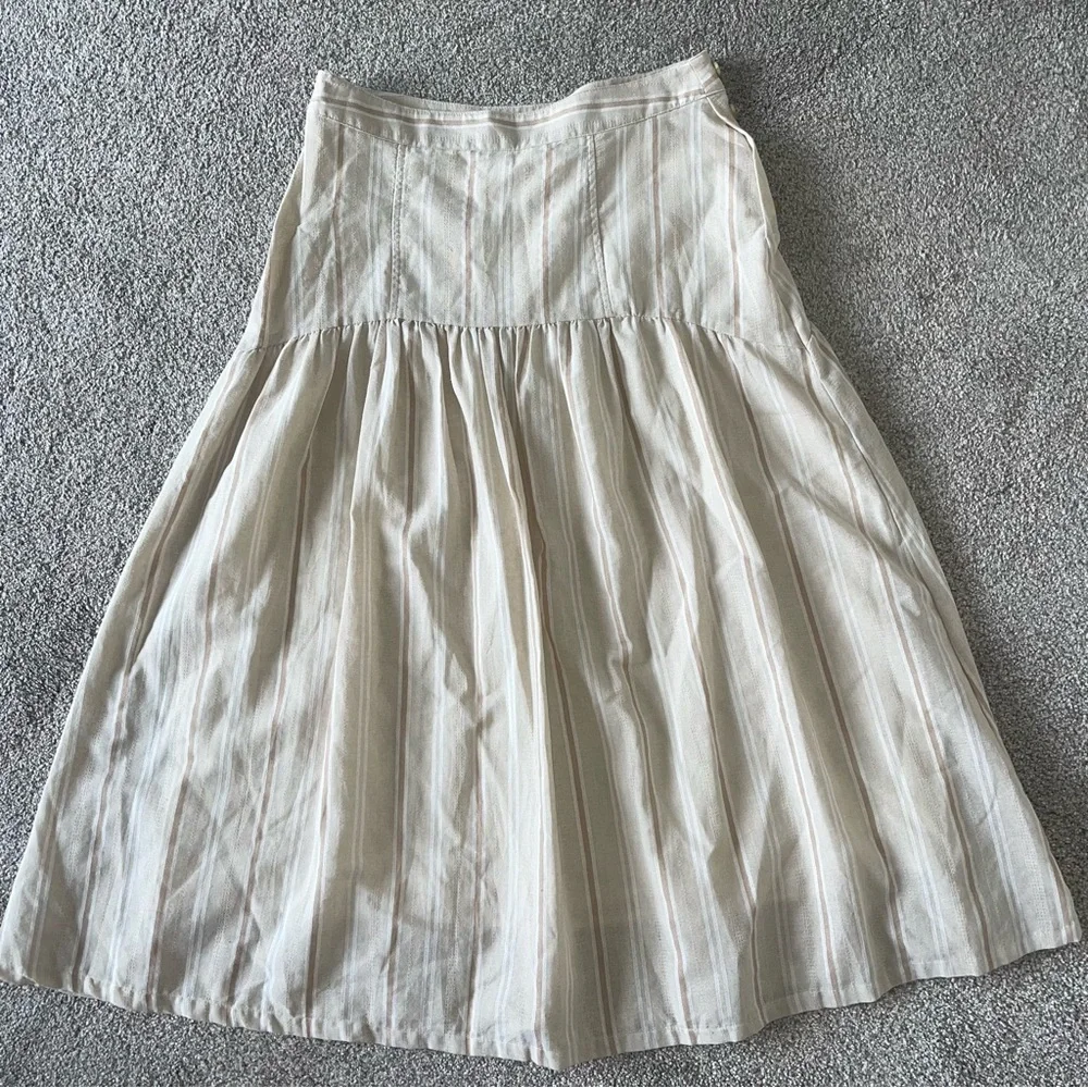 Anthropologie Evonna Striped Skirt US10 Side Zip Button Embellishments NEW
